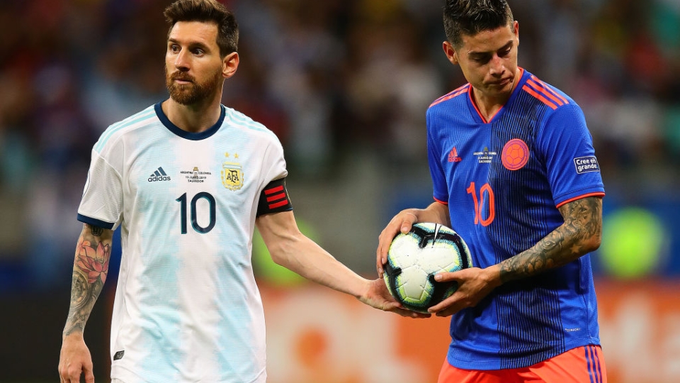 Lionel Messi e James Rodriguez, avversari nella finale di Copa America 2024 tra Argentina e Colombia