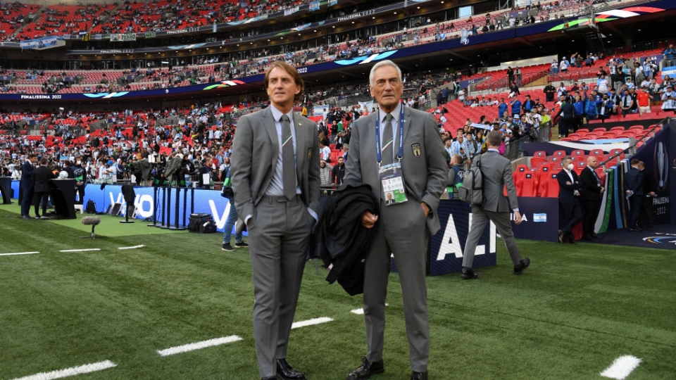 Roberto Mancini e Gabriele Gravina Roberto Mancini e Gabriele Gravina