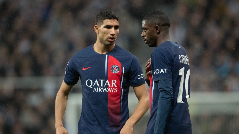 Achraf Hakimi e Ousmane Dembélé, PSG