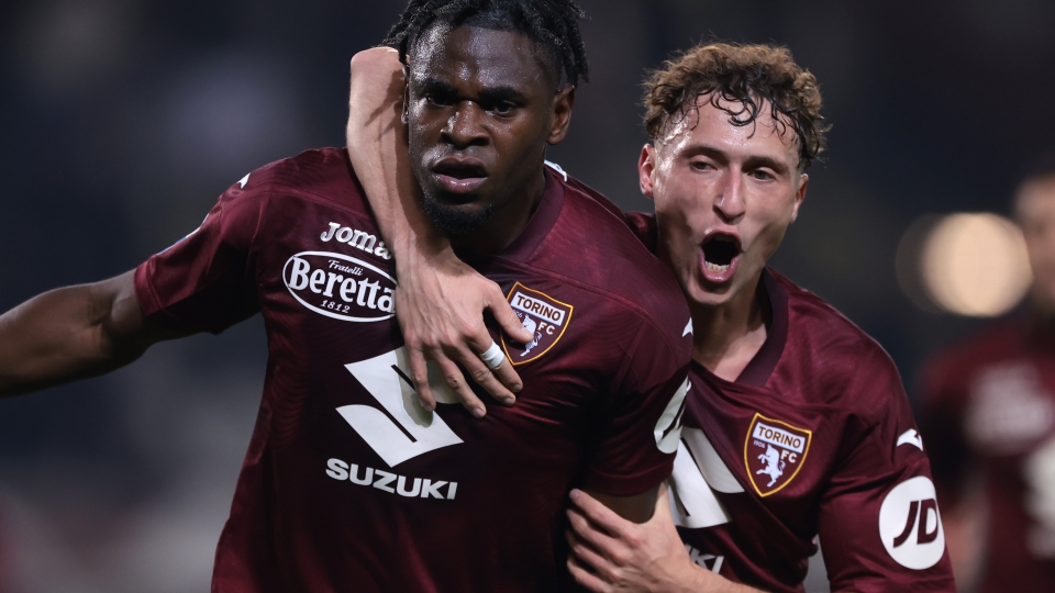 Duvan Zapata esulta con Mergim Vojvoda dopo la rete realizzata contro l\ Duvan Zapata