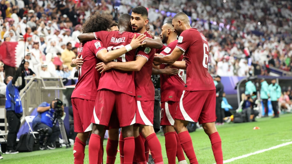 Il Qatar festeggia la vittoria contro il Libano Il Qatar festeggia la vittoria contro il Libano