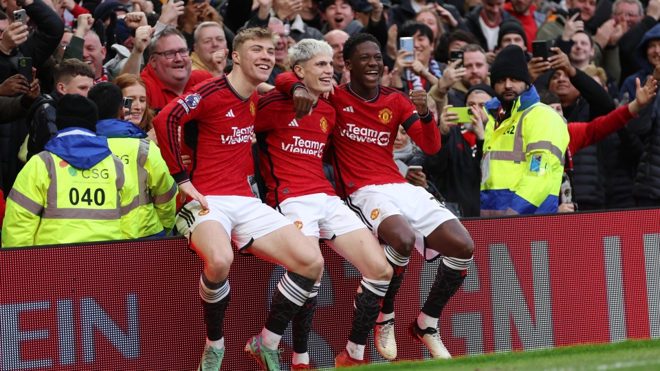 Il Manchester United esulta dopo il gol del momentaneo 2-0 contro il West Ham Manchester United