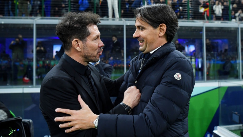 Diego Pablo Simeone e Simone Inzaghi, allenatori rispettivamente di Atletico Madrid e Inter