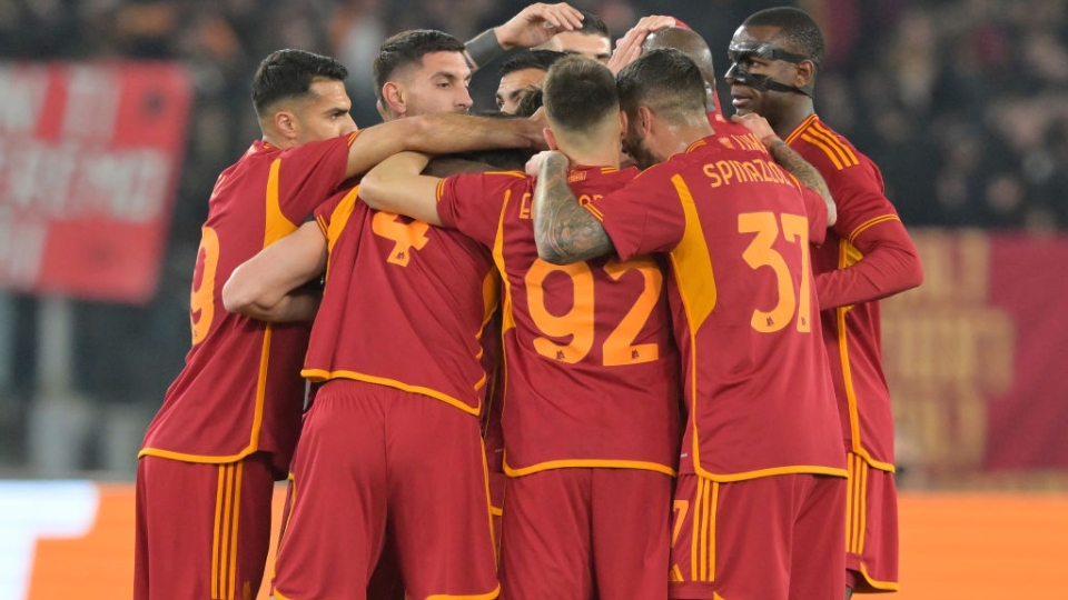 Esultanza Roma dopo il 4-0 al Brighton