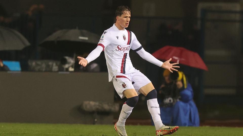 Fabbian esulta dopo il gol partita contro l\ Giovanni Fabbian