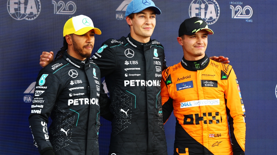 George Russell, Lewis Hamilton, Lando Norris