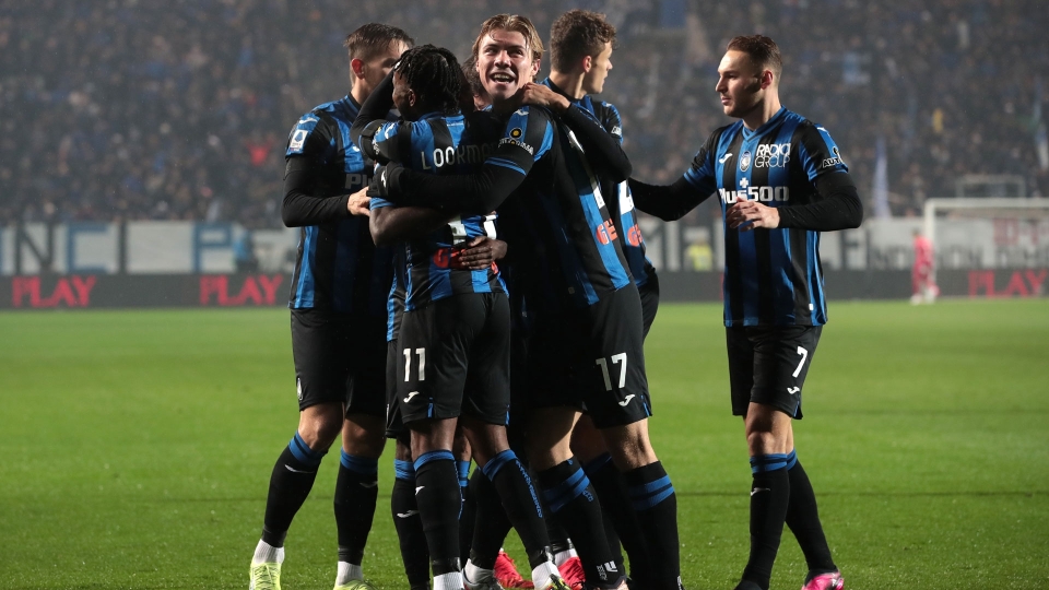 La festa dei giocatori dell\ Atalanta