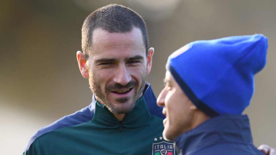 Leonardo Bonucci a colloquio con Roberto Mancini Bonucci, Mancini