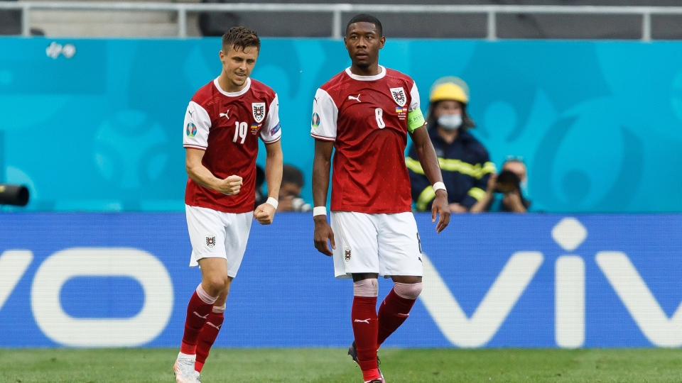 Christoph Baumgartner David Alaba Ukraine v Austria UEFA Euro 2020 06212021