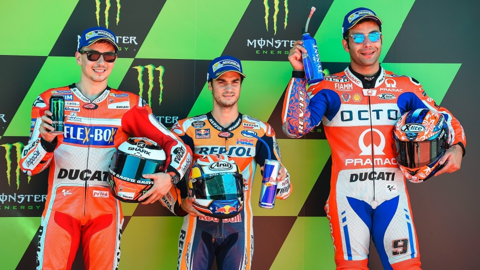 Dani Pedrosa con Petrucci e Lorenzo