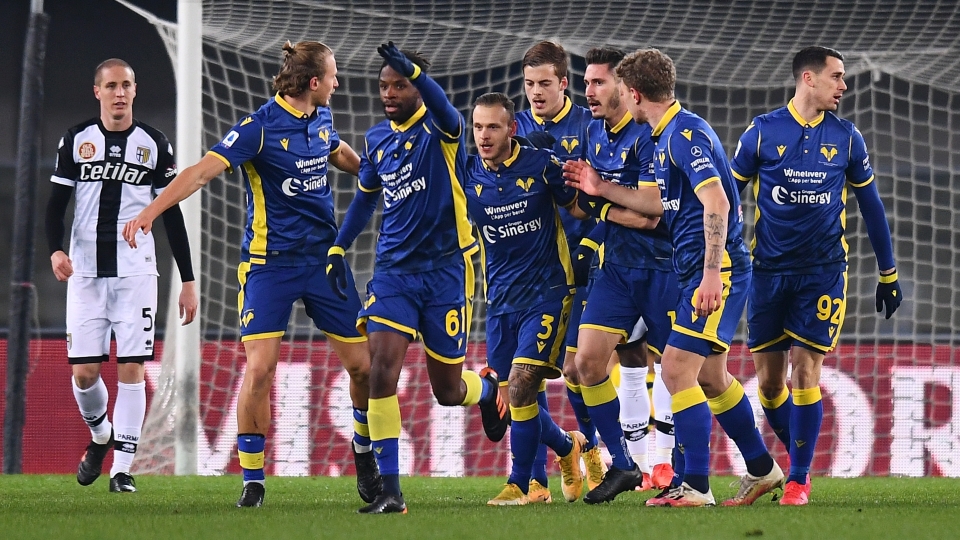 Dimarco Verona Parma celeberating Serie A