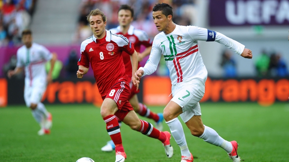 Eriksen e Cristiano Ronaldo