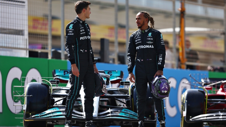 george russell and lewis hamilton