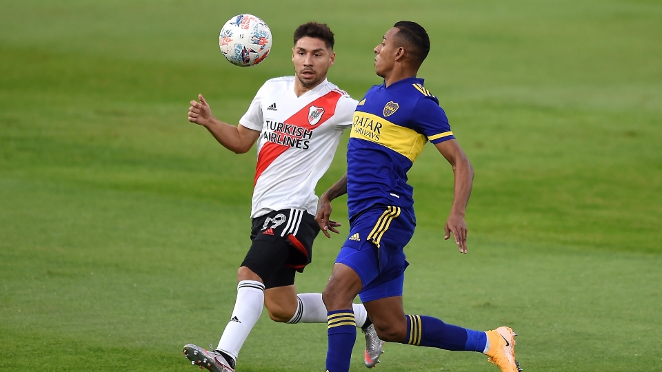 Gonzalo Montiel Sebastian Villa Boca Juniors v River Plate Copa de la Liga Profesional 05162021