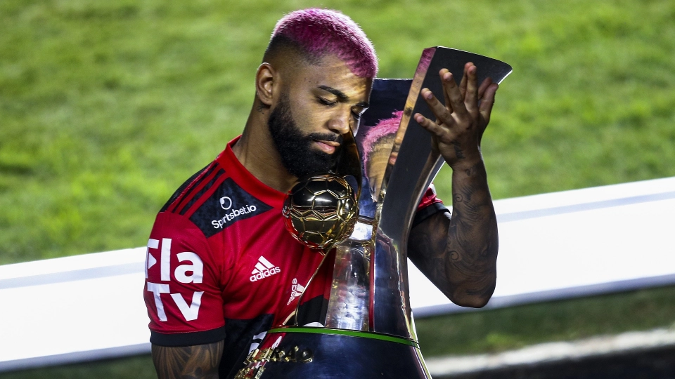 Gabigol comemora título do Brasileirão conquistado pelo Flamengo