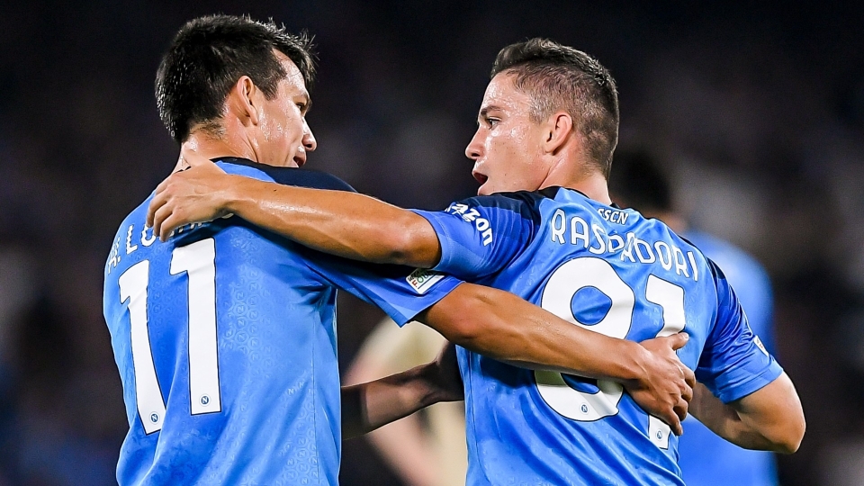 Hirving Lozano e Giacomo Raspadori, Napoli 2022-2023. Foto di Giuseppe Maffia per Getty Images Hirving Lozano e Giacomo Raspadori