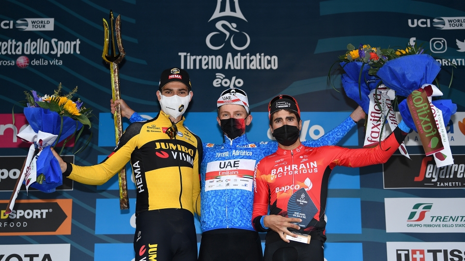 Il podio della Tirreno-Adriatico