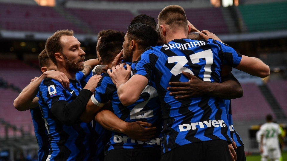 Inter celebrating Sassuolo Serie A