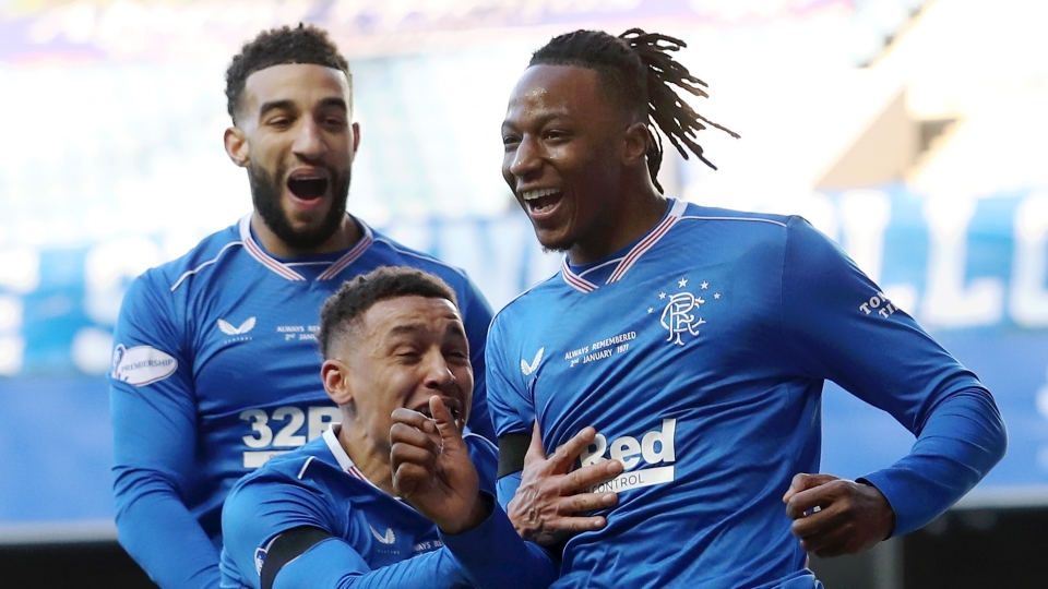 Joe Aribo celebrates Rangers goal vs Celtic 2020-21 Joe Aribo celebrates Rangers goal vs Celtic 2020-21