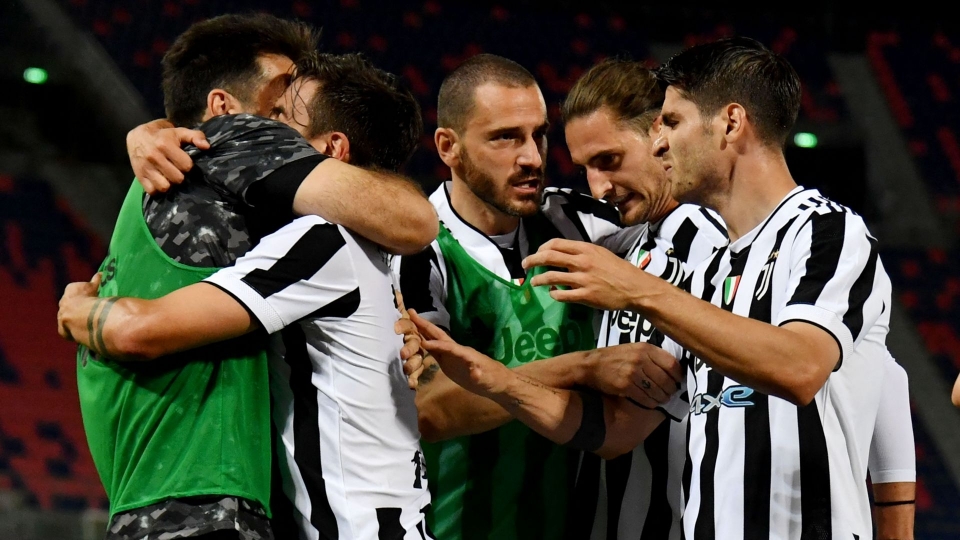 Juventus players celebrating Bologna Juventus Serie A Juventus players celebrating Bologna Juventus Serie A