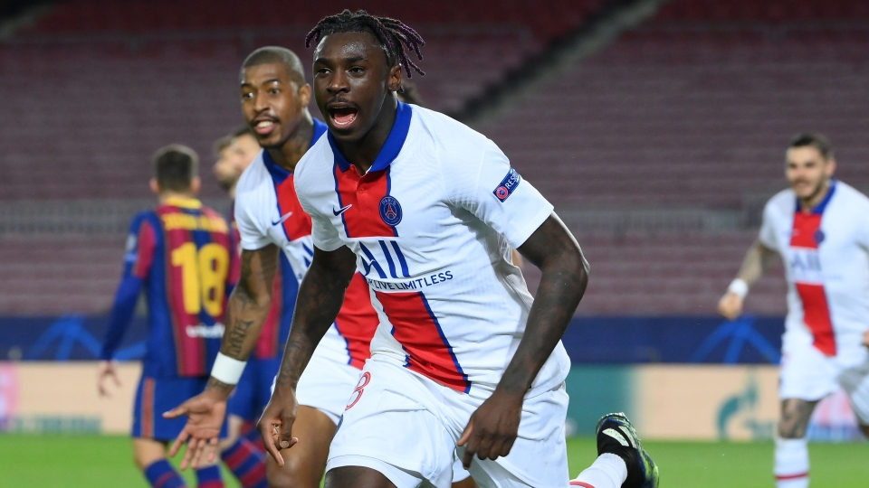 Moise Kean Kean celebrating Barcelona PSG