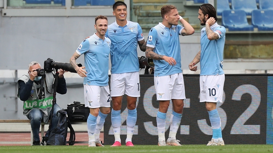 Lazio celebrates goal against Genoa