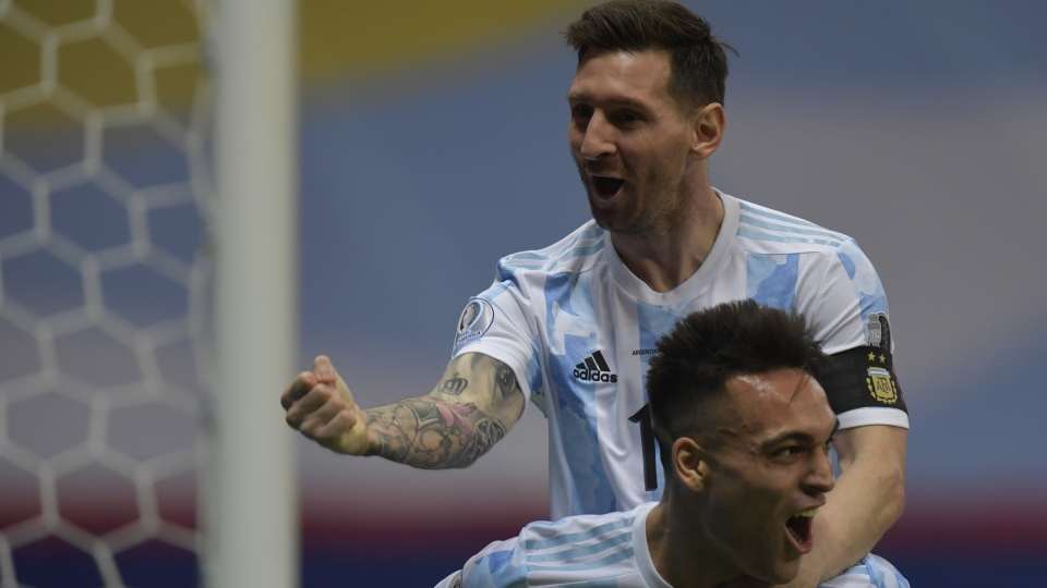 Lionel Messi Lautaro Martinez Argentina v Colombia Semifinal Copa America Brazil 07062021