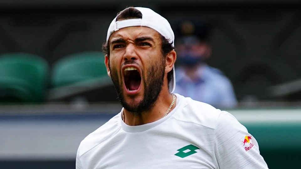 Matteo Berrettini celebrates reaching the Wimbledon final Matteo Berrettini