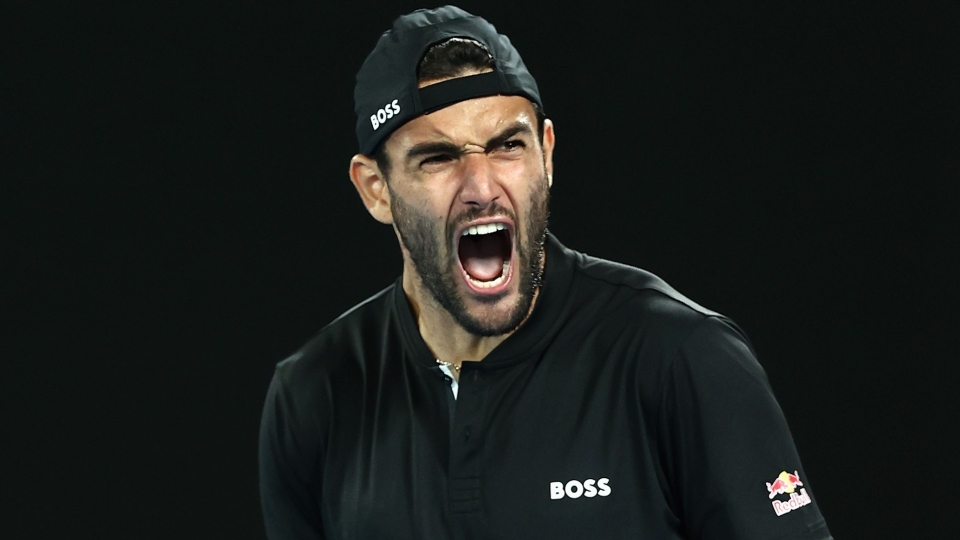 Matteo Berrettini during his Australian Open win over Pablo Carreno Busta Matteo Berrettini