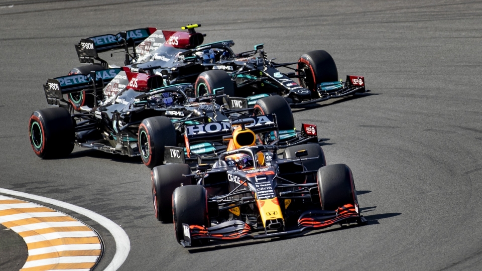 Max Verstappen leads Lewis Hamilton after a first start at Zandvoort Max Verstappen leads Lewis Hamilton after a first start at Zandvoort