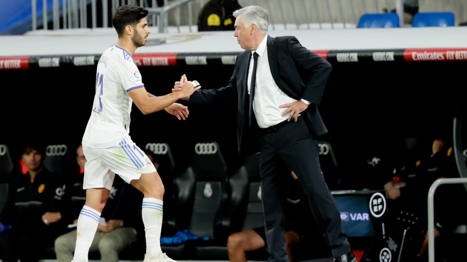 Marcos Asensio e Carlo Ancelotti