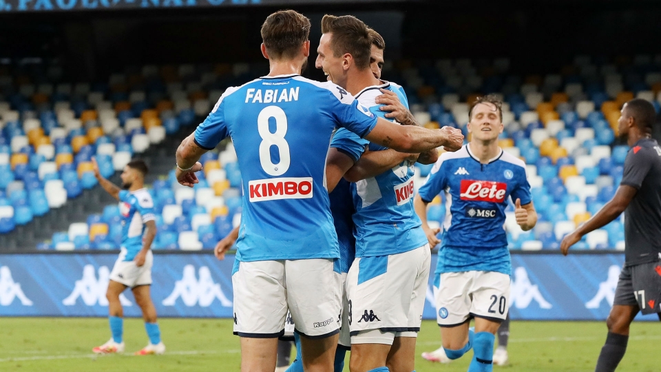 Napoli Udinese Milik celebrating