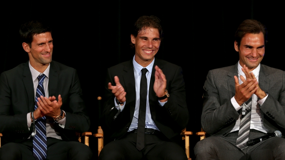 Novak Djokovic, Rafael Nadal and Roger Federer - cropped