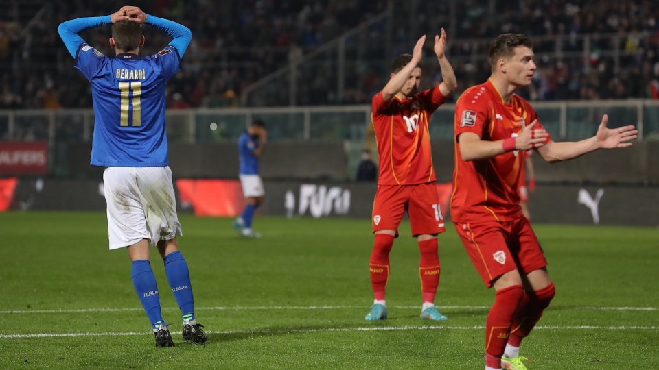 Playoff qualificazioni mondiali 2022: Italia-Macedonia del Nord 0-1, le foto