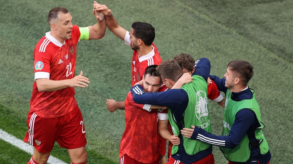 Russia celebrates goal against Finland Euro 2020