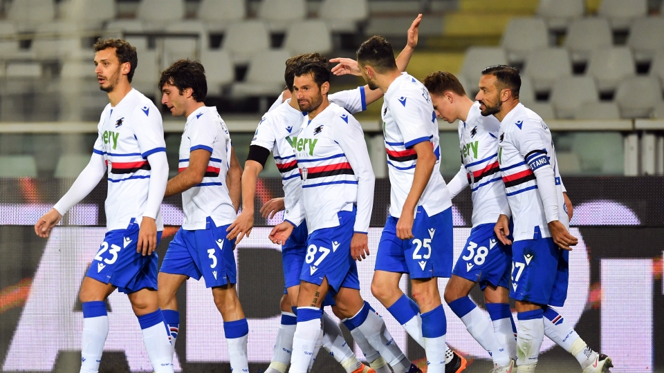 Sampdoria celebrating Serie A