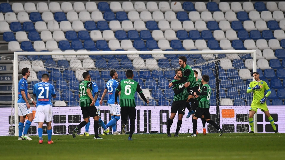 Sassuolo players celebrating Sassuolo Napoli Serie A