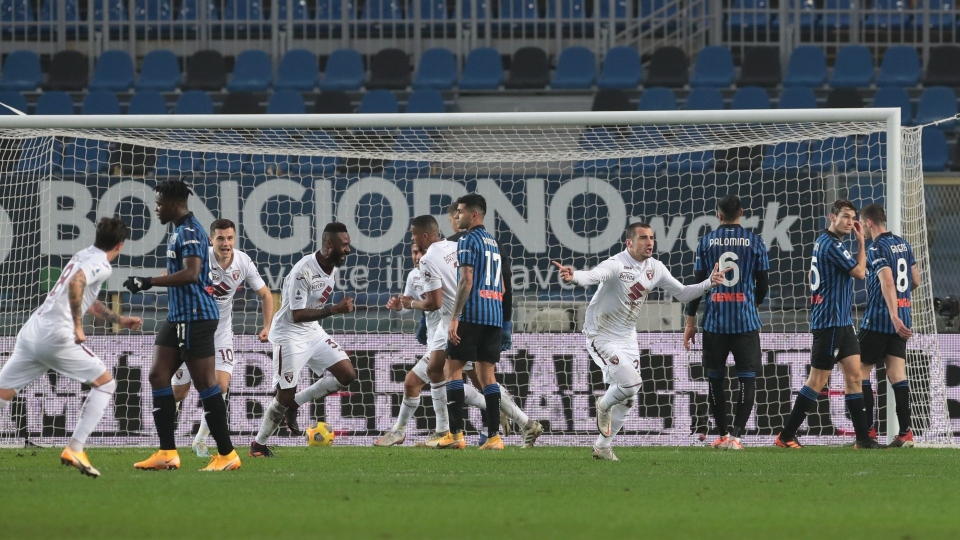 Torino players celebrating Atalanta Torino Serie A